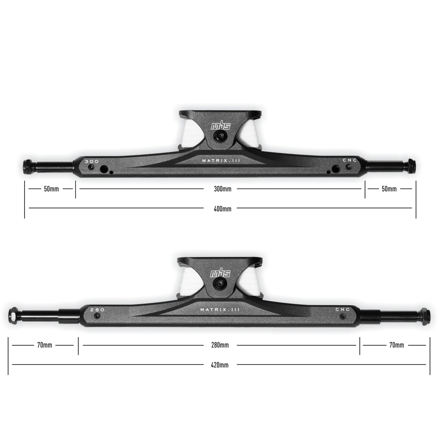MBS Matrix III CNC Truck System 12 x 420mm Black